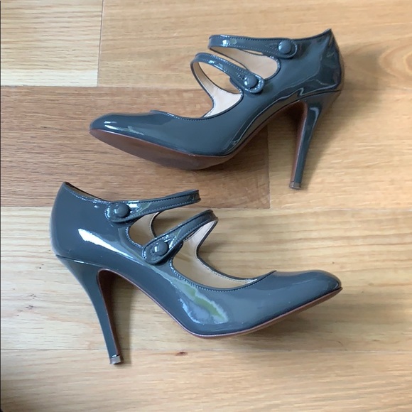 J. Crew 8.5 Gray Patent Leather Mary Jane Heels - Picture 2 of 14